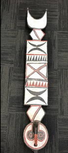Large Plank Bird Mask: Title: Large Plank Bird Mask Date/Period: Late 20th Century Dimension: 77" h x 11.5" w Material: Wood Additional Information: African Tribal Art Carved Wood Large Plank Bird Mask Reserve: $400.00 Ship