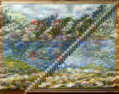 Oil painting Near the river Psel Shapoval Ivan Leontyevich: AAA3007 "By the River Psel" is an enchanting oil painting that captures the serene beauty of a scenic landscape. The artist's skillful brushstrokes bring to life a picturesque scene, showcasing the ha