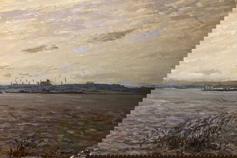 Oil painting Dnieper near Zaporozhye Georgy Kolosovsky: GS 444 *** ABOUT THIS PAINTING *** * TITLE: "Dnieper near Zaporozhye" * ARTISTS: Georgy Kolosovsky * SIZE: 69x48 cm/'27.16x18.89 inches' * MEDIUM: oil, cardboard * HAND PAINTED: Original painting from