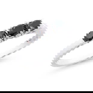 1.26 CTS TW CERTIFIED DIAMONDS 14K WHITE GOLD DESIGNER 3 STONE RING WITH BLACK COLOR DIAMONDS: 14K WHITE GOLD 2.30 GRAMS DIAMONDS 4.3MM - 3PCS - 1.26 CTS , GRADE I1-I2 , COLOR-BLACK Reserve: $1,399.25 Shipping: Domestic: Flat-rate of $17.65 to anywhere within the contiguous U.S. International: