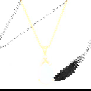 6.06 ctw Sapphire & Diamonds 18K Gold Plated Designer Pendant 18 in: Title: 6.06 ctw Sapphire & Diamonds 18K Gold Plated Designer Pendant 18 in Stone 1: Black Sapphire Color: Black Shape: Pears Size: 14x10 Quantity: 1 CTW: 6.01 Stone 2: Diamonds Color: H-I Shape: Round