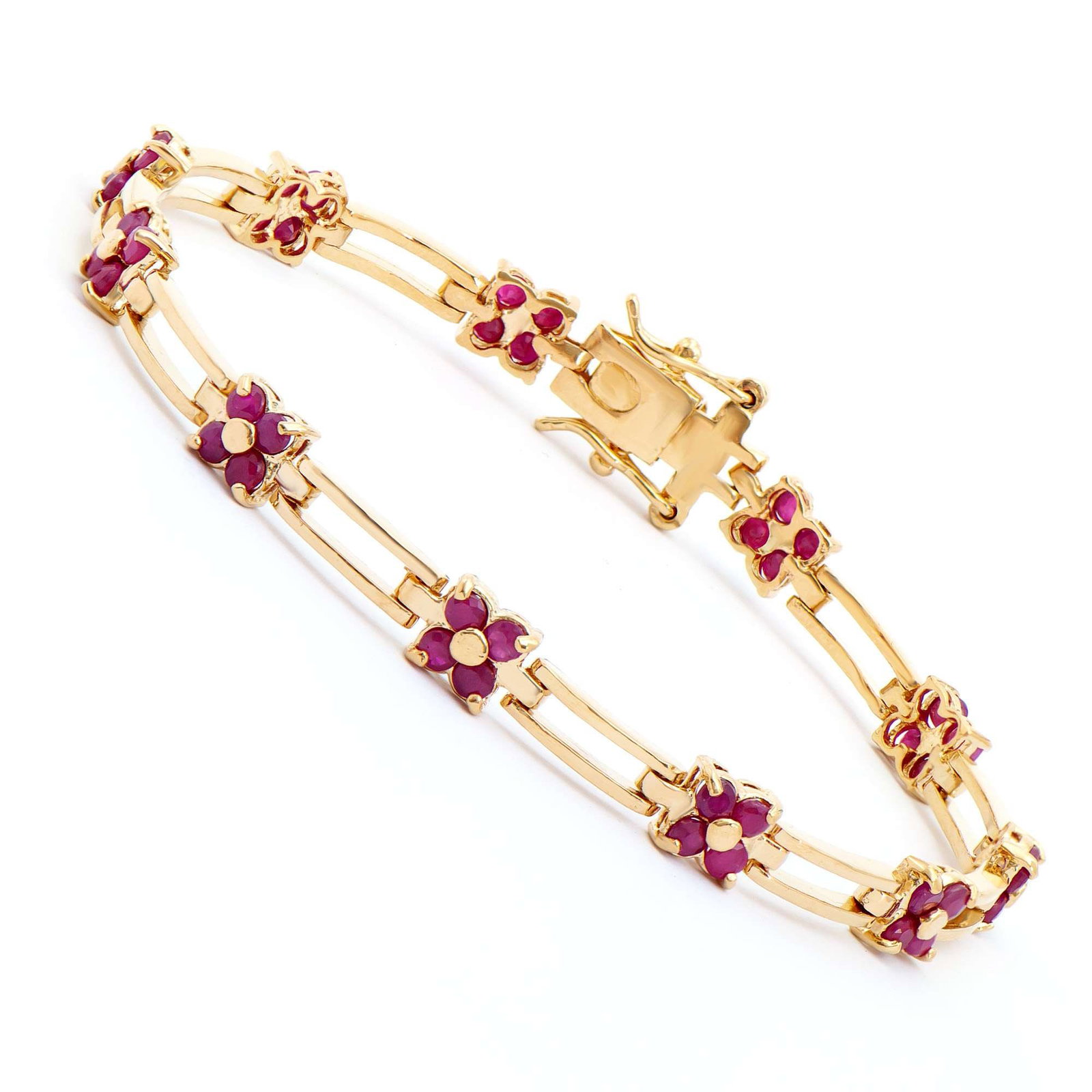 4.25 ctw Ruby 18K Gold Plated Designer Bracelet 7.7 in (1 of 2)