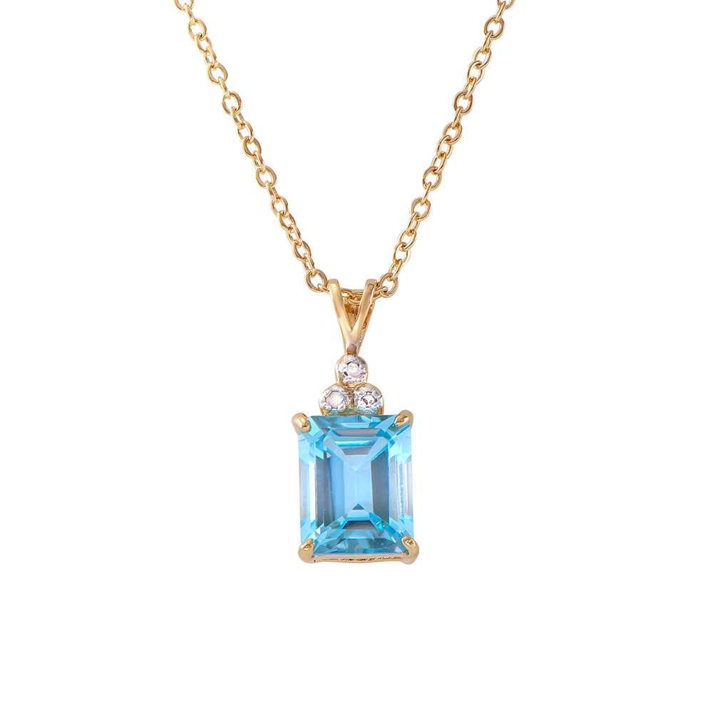 5.13 TW CTS BLUE TOPAZ & DIAMONDS 18K GOLD PLATED DESIGNER NECKLACE SIZE 18 INCHES (1 of 2)