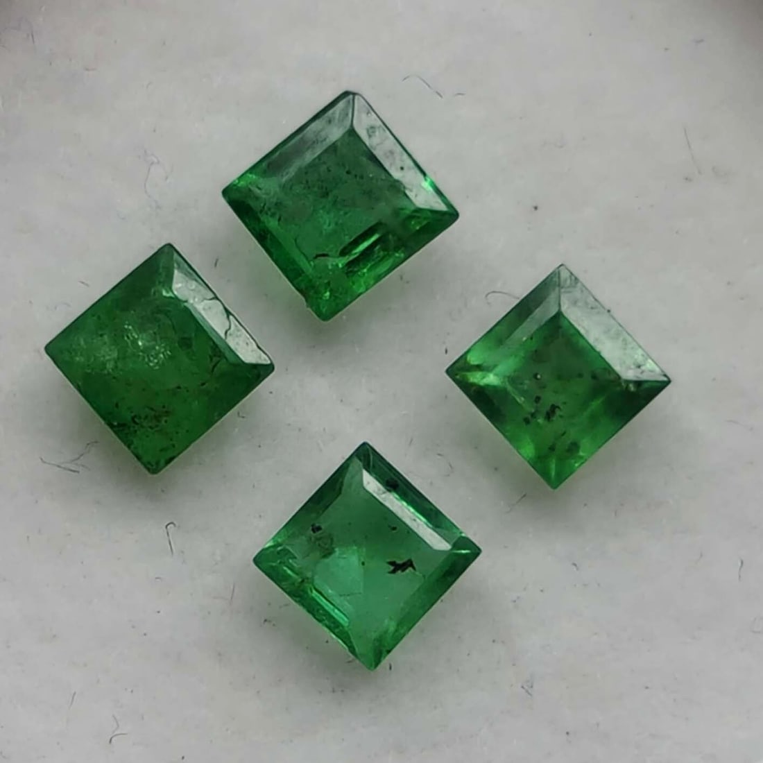 0.85 ct Natural Zambian Emerald Square Set (1 of 2)
