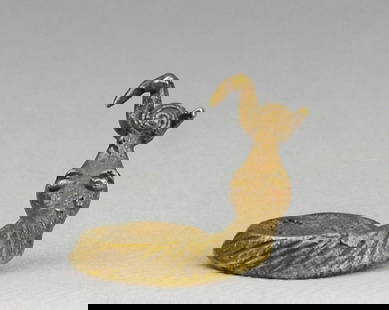 Cute zoomorphic figure bronze snake bird african art brass BURKINA FASO GAN ?: Burkina Faso ? GAN ? Zoomorphic Bronze Beautiful showcase object Snake & Bird (technically, it's brass, like the majority of African bronzes) 11 cm 4.5 x 3 x 3 cm Reserve: $50.00 Shipping: Domestic: F