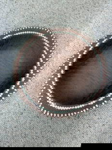 Trobriand Island Inlaid Bowl 1: Title: Trobriand Island Inlaid Bowl 1 Description: Wood with inlaid Mother of Pearl Date/Period: late 20th century Materials: wood, mother of pearl shell Dimensions: 14" Dia x 4" Reserve: $200.00 Ship