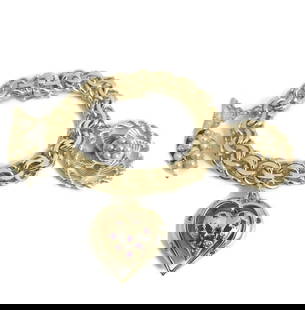 Vintage Pearl Dreamcatcher Heart Charm Bracelet 14K Yellow Gold, 81.9 Grams: Vintage Pearl Dreamcatcher Heart Charm Bracelet 14K Yellow Gold, 81.9 Grams A truly one-of-a-kind vintage charm bracelet! Please do not hesitate to ask any questions. Circa: 1960's Charms: cornucopia,
