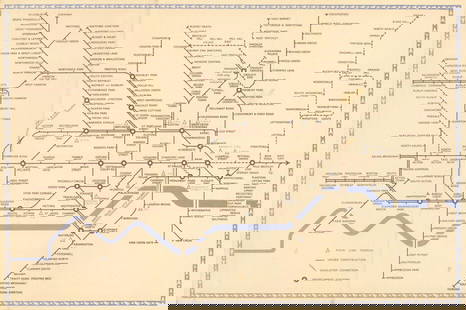 LONDON UNDERGROUND tube map plan diagram. Northern Heights SCHLEGER/ZERO #1 1940: CAPTION PRINTED BELOW PICTURE: 'London Transport - Underground Lines No 1. 1940' This edition of the Underground map is by Hans Schleger (who went under the pseudoynm of "Zero"). The lines are all sho