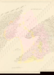 Andreas Parish, Ayre Sheading, Isle of Man by James Woods 1829 old antique map: CAPTION PRINTED BELOW PICTURE: 'Andreas' The map covers one of the 17 historic parishes of the Isle of Man. These maps are scarce; at the time of writing, we are unable to find a record that any of th