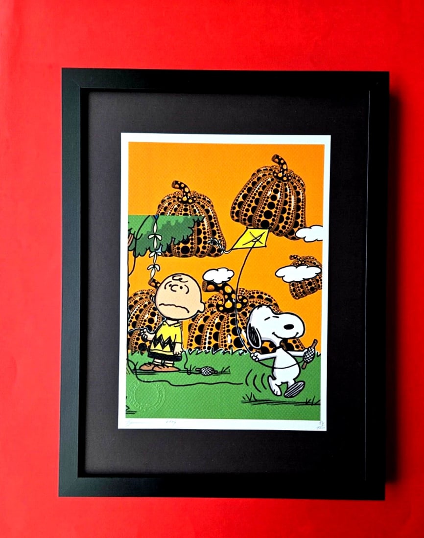 【額装セット】【DEATH NYC】SNOOPY＆Wood Stock Cook Death Nyc Signed Limited Ed Pop Art Print Snoopy Dollar Bill