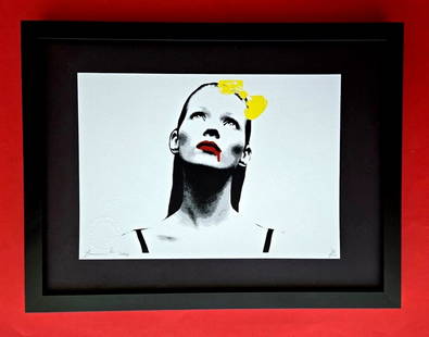 DEATH NYC Hand Signed Print Framed 16X12in COA "RED LIPS, NO RULES": This is a Stunning and Scarce 100% Authentic New Print by Death NYC Hand Signed and Numbered in Pencil by the Artist Limited Edition of 100 Print Size: About 10x8in Fine Art 300 gsm Paper Print is Bli