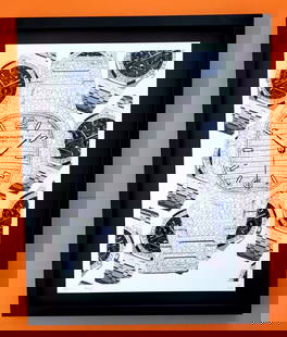DEATH NYC Hand Signed LARGE Print Framed 16x20in COA PATEK PHILIPPE WATCH FL: This is a Stunning and Scarce 100% Authentic New Print by Death NYC Hand Signed and Numbered in Pencil by the Artist Limited Edition of 100 Large Size: 45cm x 32cm About 18x13in Fine Art 300 gsm Paper