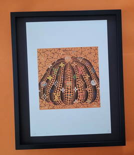 DEATH NYC Hand Signed LARGE Print Framed 16x20in COA YAYOI KUSAMA PUMPKIN +: This is a Stunning and Scarce 100% Authentic New Print by Death NYC Hand Signed and Numbered in Pencil by the Artist Limited Edition of 100 Large Size: 45cm x 32cm About 18x13in Fine Art 300 gsm Paper
