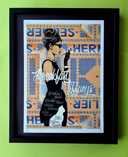 Death NYC LG Framed 16x20in Pop Art Original MY AUDREY HEPBURN DATE COA 10: Up for Sale this Beautiful and Scarce Print by Pop Art Graffiti Master Artist Death NYC Hand Signed in Pencil Numbered X/100 or Artist Proof This piece is mounted on a 20 x 16 in. black acid free blac