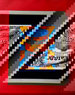 CHIARA BELLINI | HERMES CAMPBELL'S SOUP Hand Signed Authentic Print LtdEd COA: In her latest project, Chiara Bellini launched a collection of pop art-inspired soup cans titled Luxury Soup Cans. Inspired by pop art icons like Andy Warhol and his famous soup can series, Bellini re