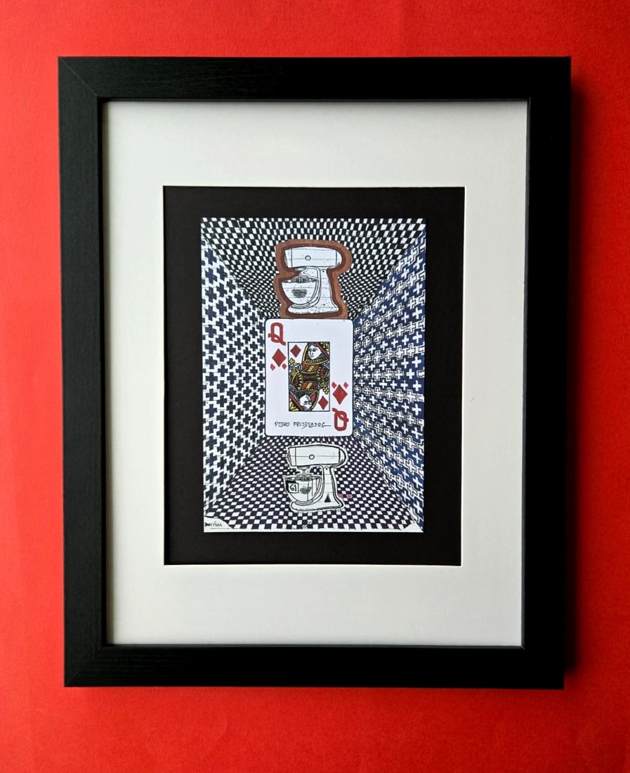 Pedro Friedeberg – “ QUEEN OF DIAMONDS ” | Surrealist Optical Signed Print (1 of 3)