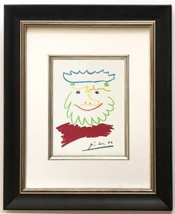 Pablo Picasso Framed King of the South-2 Lithograph 17,1968: Title: King of the South -2 Artist: Pablo Picasso Country: Spain Medium: Lithograph 17 Marks: Signed in plate, not numbered Paper Size: 13.7 x 9.5 inch Printed: 1968 on velum paper Provenance: S