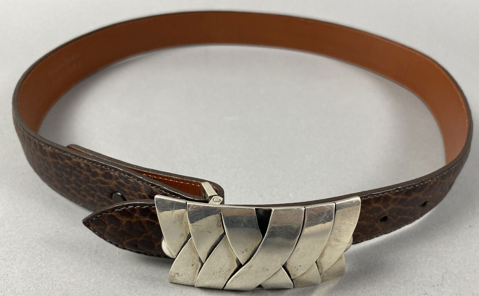 Two Vintage Blue Pat Areias Genuine Caiman Crocodile Leather Belts (1 of 9)