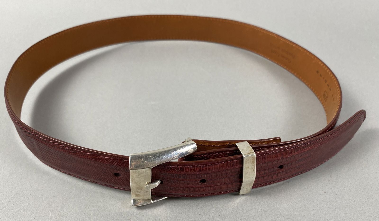 Vintage Pat Areias Redish Brown Lizard Belt w/Sterling Silver Buckle (1 of 10)