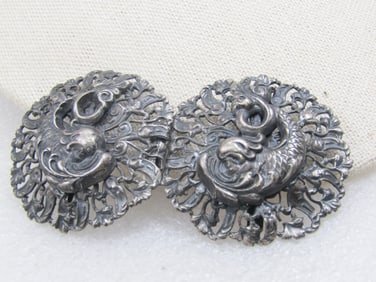 Art Nouveau Mythical Mermaid/Mermen Buckle, Early 1900's, 3", 1895-1910