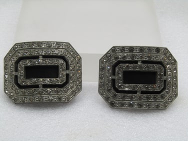 Antique Holfast Rhinestone Shoe Clips, 1920's, Signed