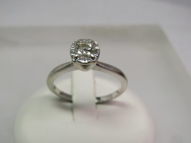 Vintage 14kt Diamond Engagement Ring, Sz. 8.25 White Gold, .27 CTW, 1950's-1960's