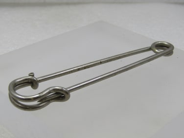 Vintage Large Blanket Pin, Silver Tone, 4", Mid-Century