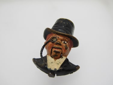 Antique Charlie McCarthy Fur Clip, Edgar Bergen, Enameled 1920's