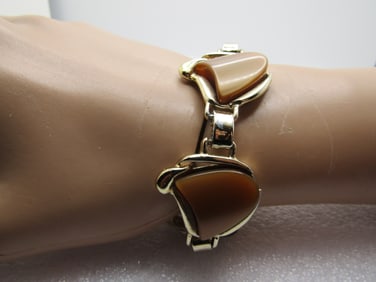 Vintage Brown Thermoset Bracelet, 1960's, 7"