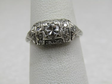 Vintage 18kt Art Deco Diamond Ring, .33 CTW, and 25 CTW, Sz. 6
