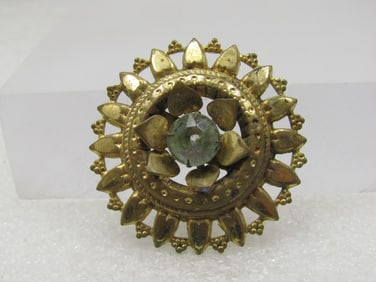 Antique Lyre Brooch, Brass, 1", C-Clasp. 1910-1930's