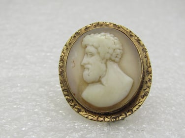 Victorian 14kt Cameo Male Brooch, 1-1/8", 1800's