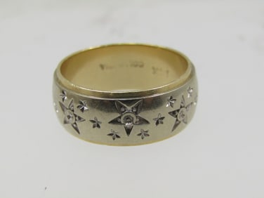 Vintage 14kt Star Ring, Sz. 10, 8.5mm, Two-Tone, Signed Columbia, Mid-Century
