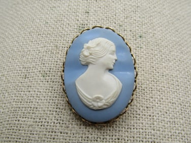 Vintage Faux Jasperware Cameo Brooch, 1960's