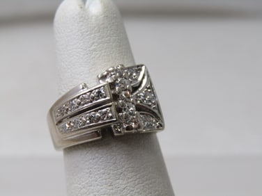 Vintage 14kt Diamond Belt Ring, Appx. .30 TCW Sz. 4.5,