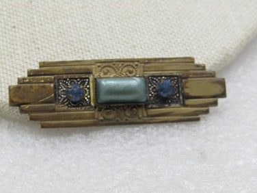 Antique Art Deco Brooch, Rhinestones , C-Clasp, 1910-1920's