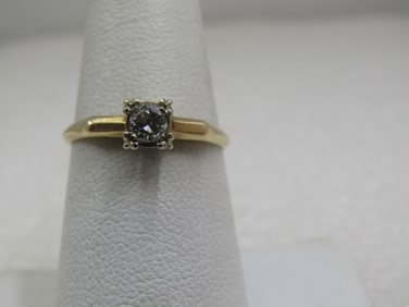Vintage 14kt Diamond Engagement Ring, Sz. 7.5, .20 CTW, two-tone, 1930's-1950's