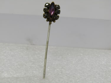 Antique Rhinestone Stick Pin, Purple/Clear, early 1900's