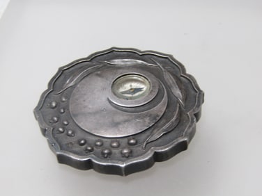 Antique Sterling Silver Coin/Medallion with Working Complass. Chinese Hallmarks