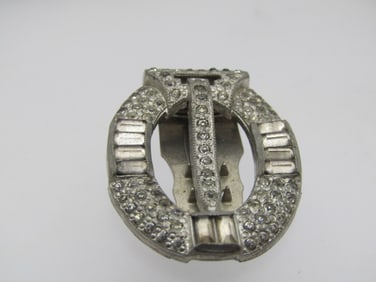 Antique Rhinestone Dress Clip, Art Deco, 1920's, 1.25"