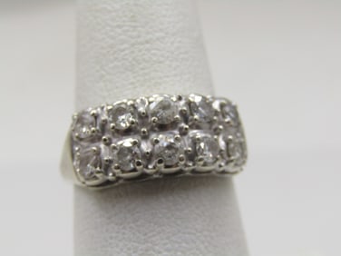 Vintage 14kt White Gold Anniversary Diamond Ring, 1 TCW, Sz. 7.25, Mid-Century.