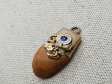 Antique 14kt Elk Head & Tooth, Watch Fob, Pendant, 1880's-1920's