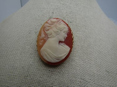 Vintage Cameo Brooch, 1960's, 1.75"