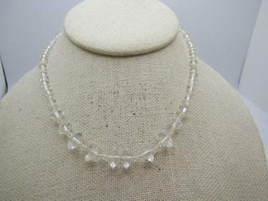 Vintage Graduated Crystal Beaded Necklace, 14.5". 1940's-1950's