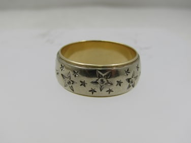 Vintage 14kt Star Ring, Sz. 10.75, 8.5mm, Two-Tone, Signed Columbia, Mid-Century