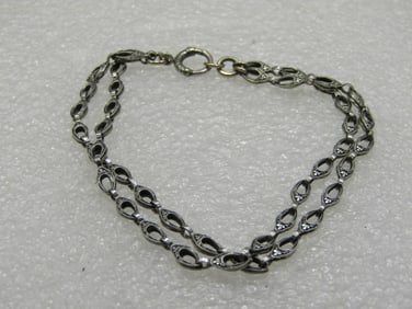 Vintage Silver Double Strand Bracelet, 7.25", MId-Century