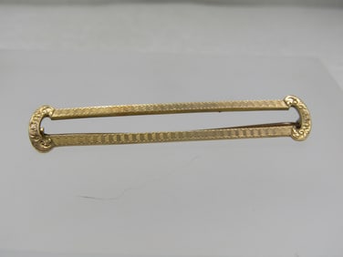 Antique 10kt Bar Brooch, C-Clasp, 2-3/8"