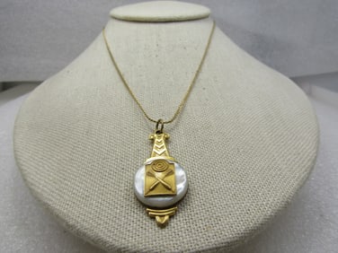 Vintage 10kt G.F. Darts & Target Pendant/Fob on 18" Necklace