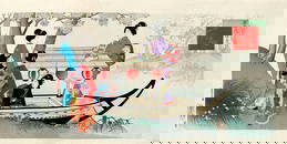 SHUNTEI, Miyagawa (1873-1914): Beautiful women and Cherry Blossom