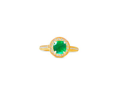 14k Gold Colombian Emerald And Diamond Engagement Ring: 14k Rose Gold Diamond and Emerald Engagement Ring. 1.00 CT DIAMONDS VS-SI CLARITY F-G COLOR. 100% NATURAL EARTH MINED COLOMBIAN EMERALD IN THE CENTER APPROX 1.25 CT. Emerald set in prong setting. Diam